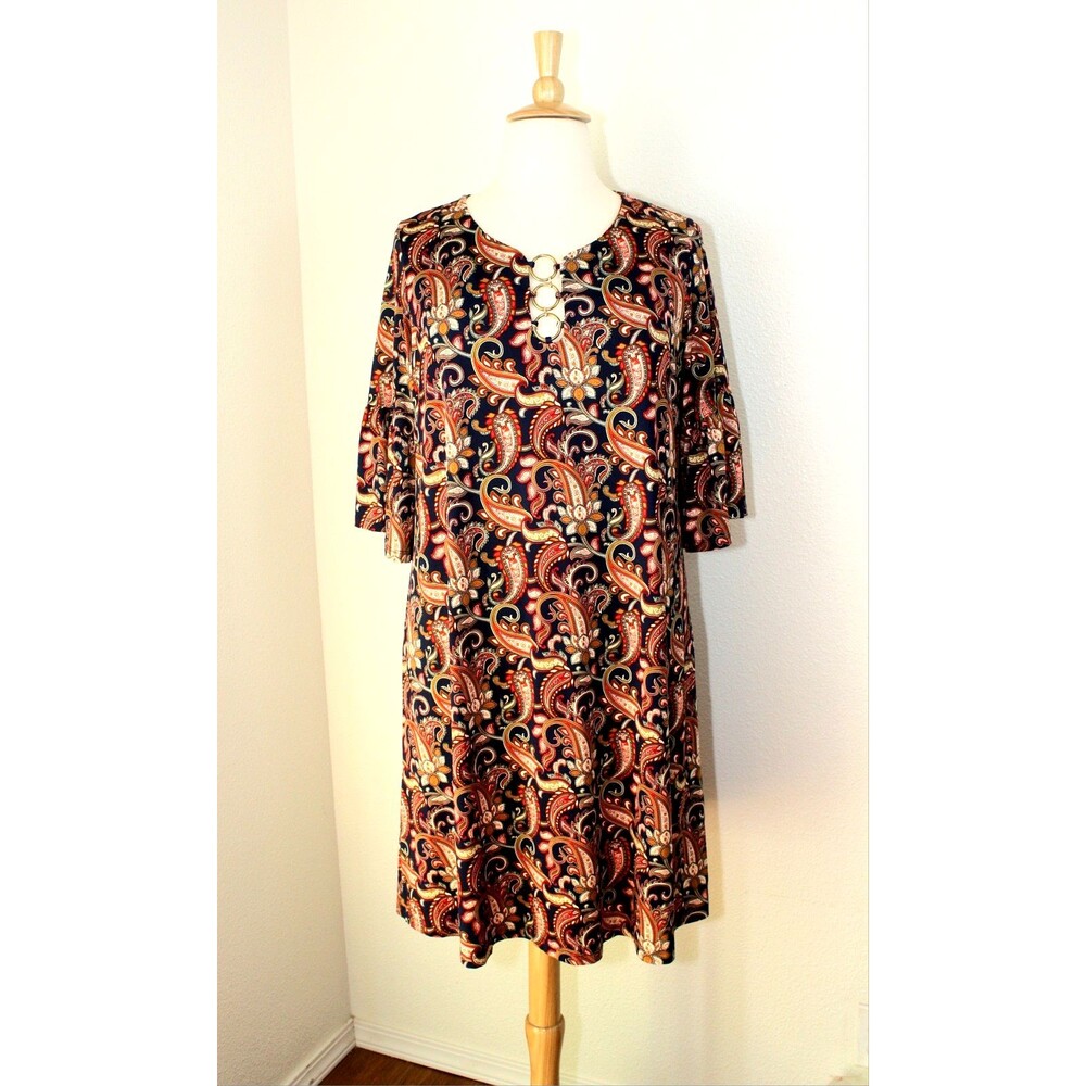 Peasant Cottagecore CHELSEA TAYLOR Dress Sz. 2X Multicolor Victorian Paisleys 04